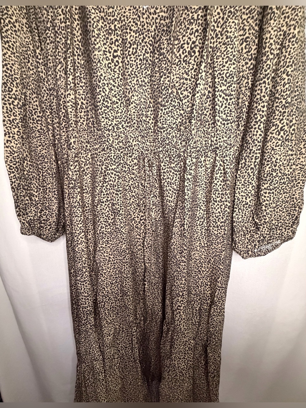 A New Day Women 3X Leopard Print Midi Dress Balloon Long Sleeve Tiered High Low - Picture 9 of 14